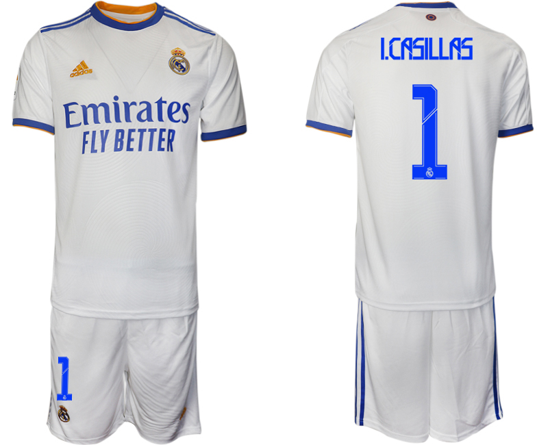 Men 2021-2022 Club Real Madrid home white #1 Soccer Jerseys1->real madrid jersey->Soccer Club Jersey